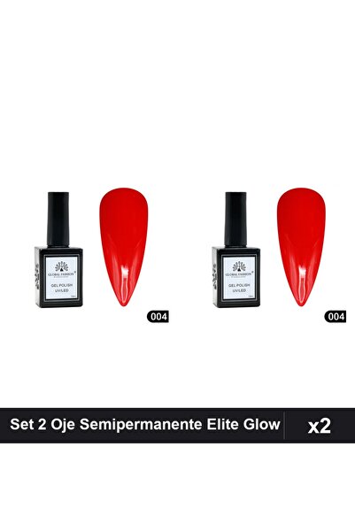 global fashion Set 2 Oje Semipermanente Elite Glow 15ml, Gel Polish UV/LED