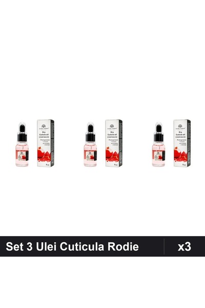 global fashion Set 3 Uleiuri Cuticula cu Pipeta, Aroma Rodie, 15ml Fiecare, I...