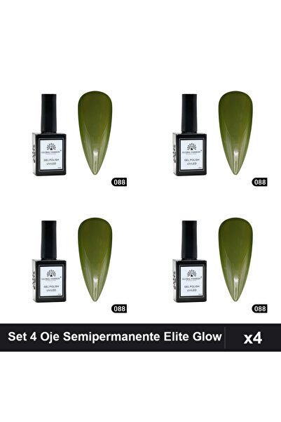 global fashion Set 4 Oje Semipermanente Elite Glow 15ml, Gel Polish UV/LED