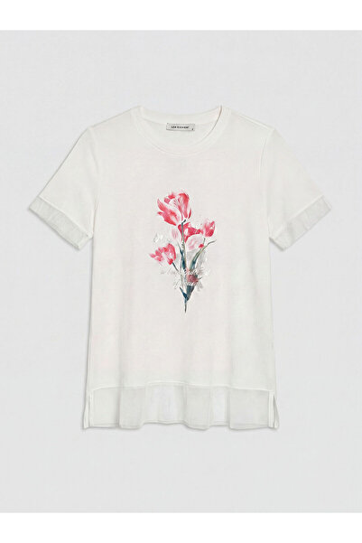 LC Waikiki Nevavm Oval Collar Floral Printed Blouse with a Difference
