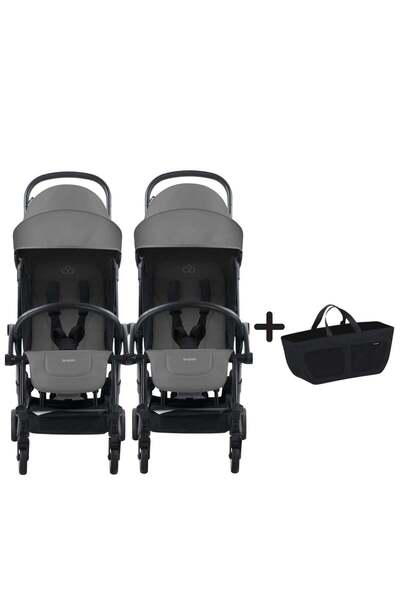 Bumprider Connect³ İkiz Bebek Arabası Black - Grey & Yan Düzenleyici Çanta