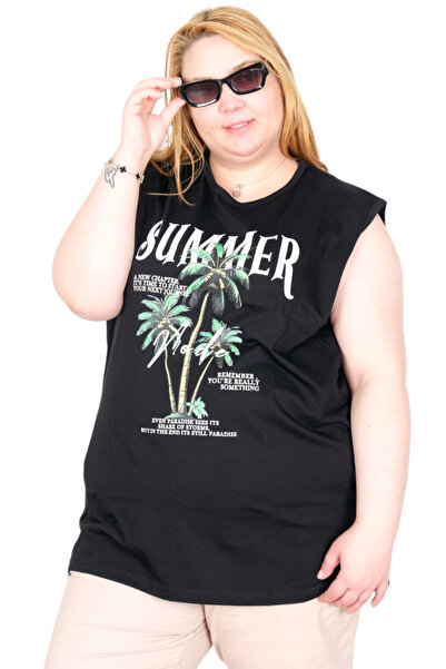 ModeXL Mode XL Real Big Size Women's Athlete Printed Summer U26010 Black