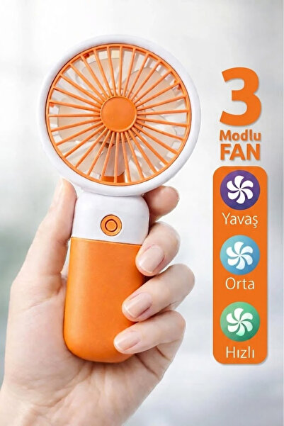 Ozsport Standlı 3 MOD Şarjlı El Fanı 3 Kademe Seyahat Masaüstü Vantilatör Taş...
