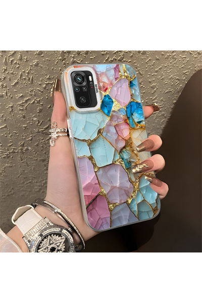 ARTISHELL Redmi Note 10 4G/Note 10S Uyumlu Mermer Desenli Düşmeye Dayanıklı T...
