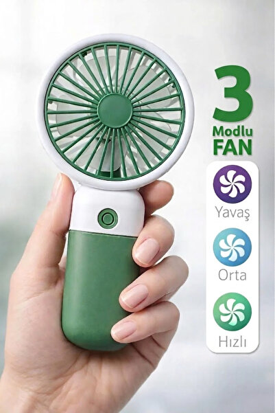 Ozsport Standlı 3 MOD Şarjlı El Fanı 3 Kademe Seyahat Masaüstü Vantilatör Taş...