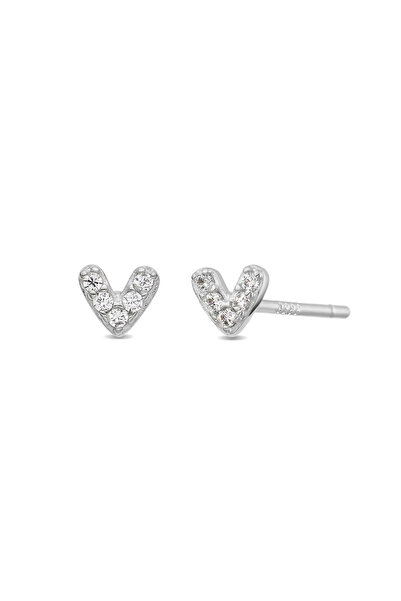 Lisa&Co. Cercei Argint Sparkling Tiny Heart Argint placat cu rodiu / Zircon /...
