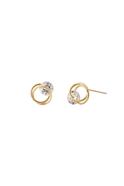 Lisa&Co. Cercei Argint Floating Stone Argint placat cu aur galben / Zircon / Alb