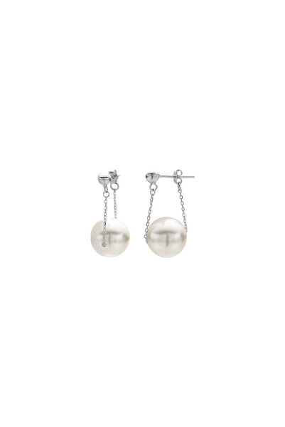 Lisa&Co. Cercei Argint Giant Pearl Swing Argint placat cu rodiu / Perle de sc...