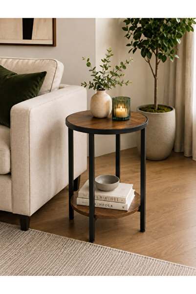 N.zone Luxurious Modern Design Round Coffee Table with Functional Lower Shelf...