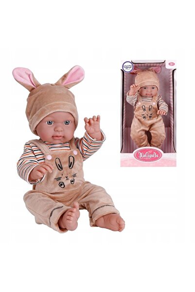 PROCART Baby doll, bunny ear hat, overalls and blouse, realistic appearance, ...