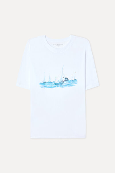 Mudo Men's White Printed Crew Neck Comfort Fit T-Shirt