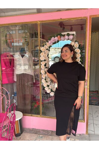 Store Büyük Beden Yıldız Detaylı Tişört