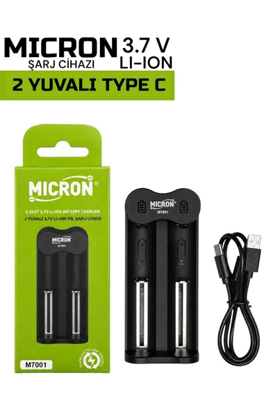 Micron 18650, 21700 Şarj Cİhazı, Lityum İyon Pil Şarj Cihazı 2 Yuvalı Type-C ...