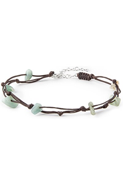 MINZA Hippie Women's Anklet, 925 Sterling Silver, Beaded Woven Anklet, with J...