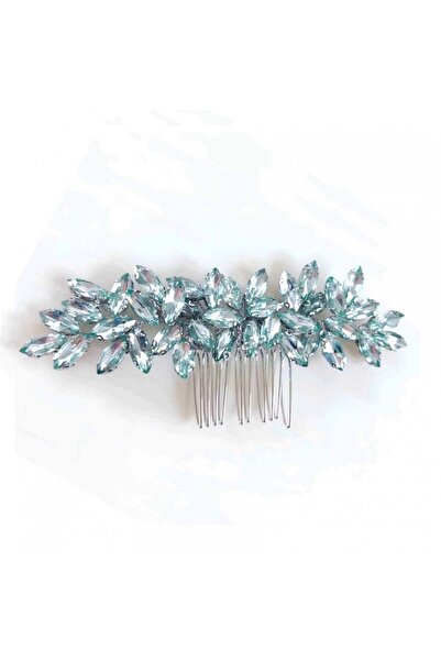 Raizel Accesoriu par argintiu, stil pieptene, cu pietre turcoaz, Light Blue P...