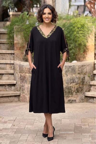 Nevin Kaya Moda Black Shoulder Window Dress