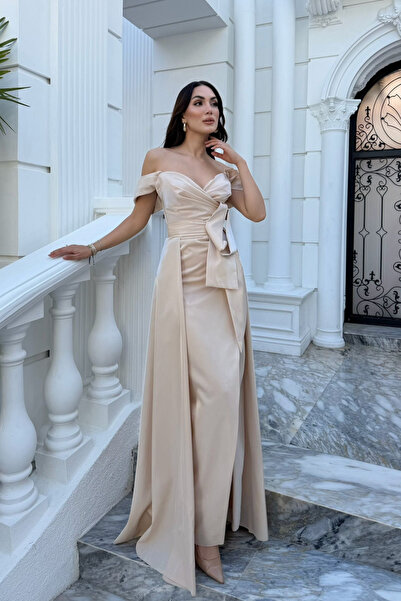 Sindimoda Ela Kayık Yaka Tasarım Abiye 1029