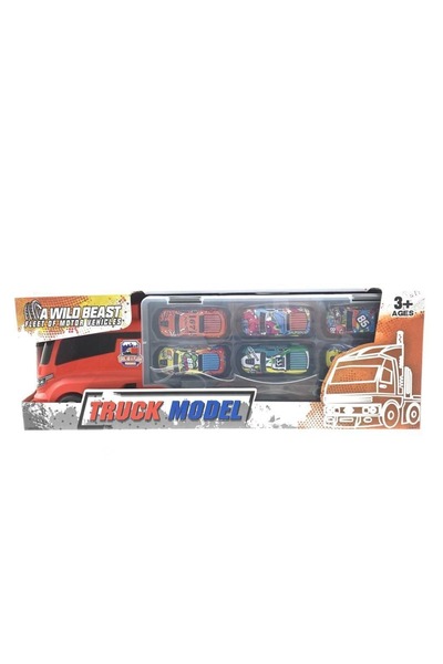 PRC Camion trailer+ 12 masini 37*10*13cm