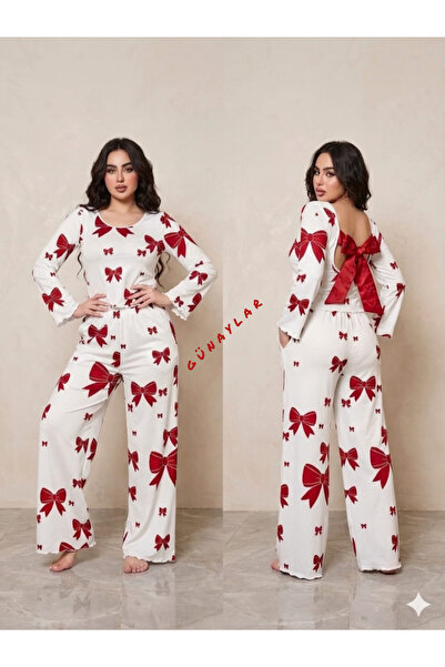 RAHAF TİCARET Women's Pajama Set with Bow on the Back