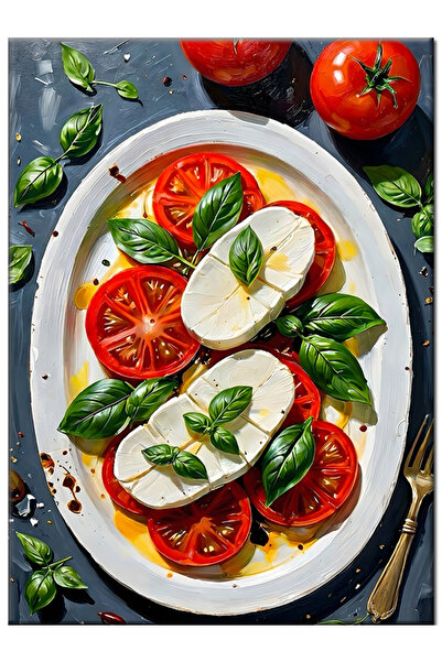 Bedeko Tabakta Mozzarellalı Domatesli Kaprese Salatası Mdf Ahşap Tablo