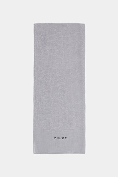 Zühre Soft Floral Patterned Silver Shawl 0058