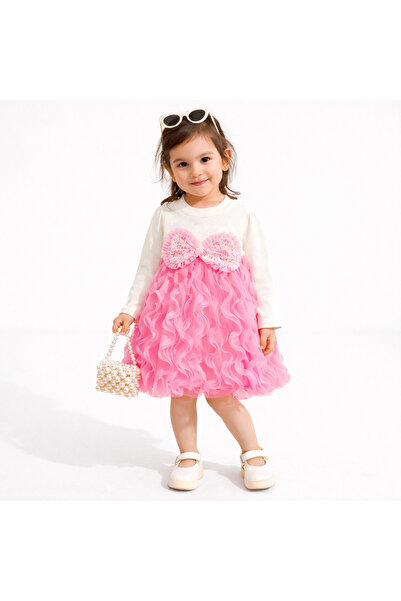 nannie Pink Girls' Dress with Tulle Ruffle Skirt Miranda - 18-24 months