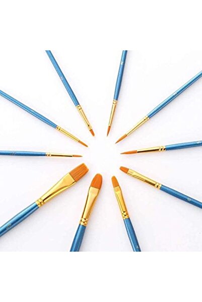 Yıldızan Tamgün Artist Brush Set, 10-Pack Nylon Brush, Painting, Acrylic, Fin...