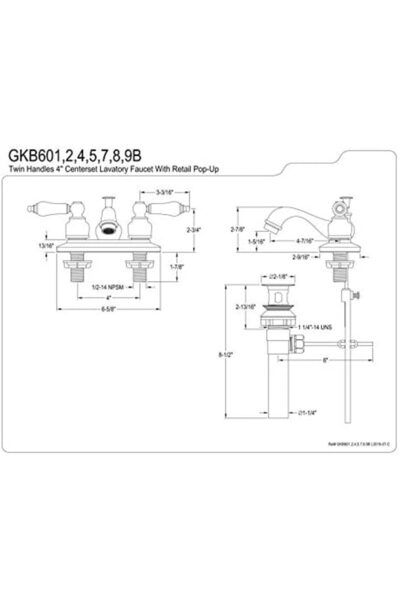 Yıldızan Ttktechnology Gkb602B Restoration Sink Faucet Retail Pop-Up, Polishe...