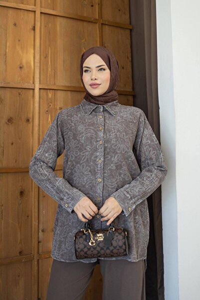 PİNK FLY Floral Patterned 100% Linen Cotton Double Set