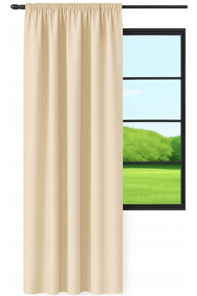NOW-ART , Draperie Gata Facuta, Design Elegant, 145x180 cm, Bej, Montare Cu I...
