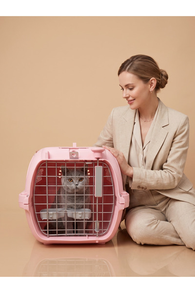 Tasma Market 48.3X32.6X28 cm Kedi Köpek Taşıma Kutusu Üstten Açılır Metal Kap...