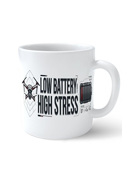 Morphena3D “Low Battery High Stress” Baskılı Kupa – Drone Pilotu ve Ofis Tema...