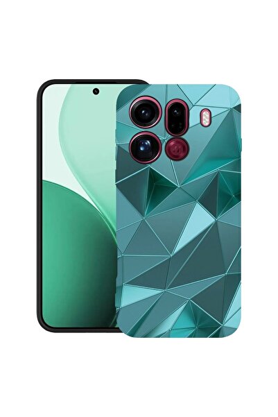 bestcase Ултра тънък TPU калъф, съвместим с OPPO Find X9 Pro, със зелен мозае...