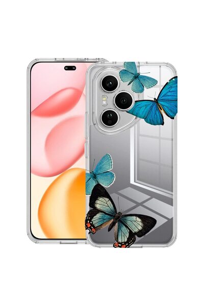 bestcase Διαφανής Θήκη Σιλικόνης για Honor 400 Pro, Όμορφες Μπλε Πεταλούδες, ...