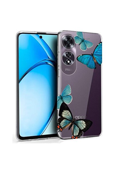 bestcase Husă pentru OPPO A60 4G, Silicon transparent 2MM, Fluturi albaștri f...
