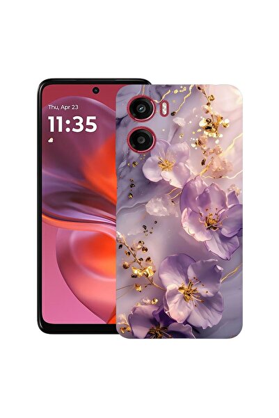 bestcase Ултра тънък TPU калъф, съвместим с Motorola Moto G06, Флорален - Ест...