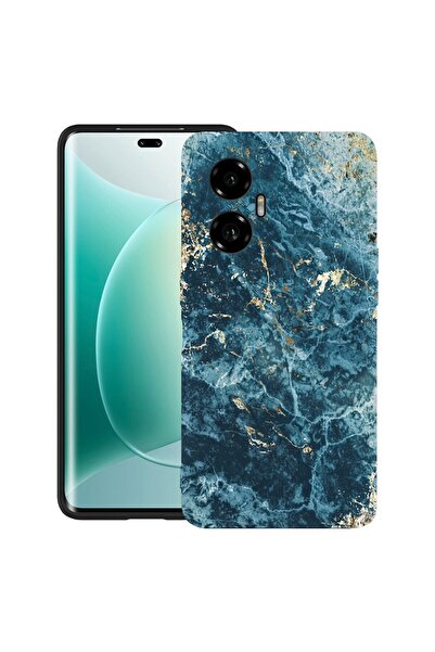 bestcase Калъф за Honor 300 с мраморен дизайн - зелен и златен, TPU матов улт...