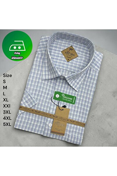 ALMİNA Classic Cut Short Sleeve Single Pocket Cotton Shirt