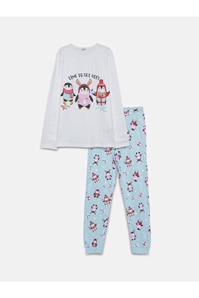 LC Waikiki Set de pijamale pentru fete cu guler rotund