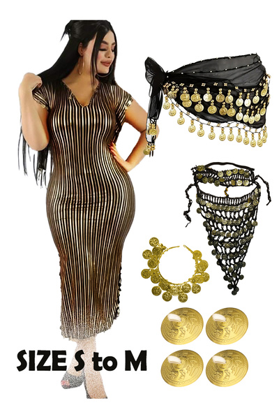 Generic Handmade Oriental belly dance costume with 5 pcs set of accessories s...
