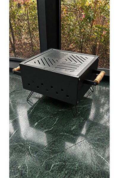 TRENDESK Galvaniz Katlanır Mangal Krom Izgara Ebat gövdesi 32x32x14h ayaklı y...