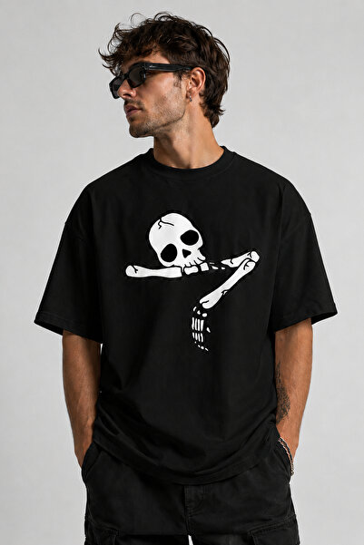 ArtYus Tricou oversize unisex cu imprimeu Dertli Skeleton – Tricou casual din...