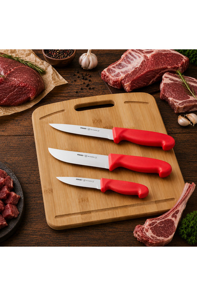 PİRGE Butcher's MIG Profesyonel Kasap Kurban Bıçak Seti & Kesme Tahtası Hediyeli