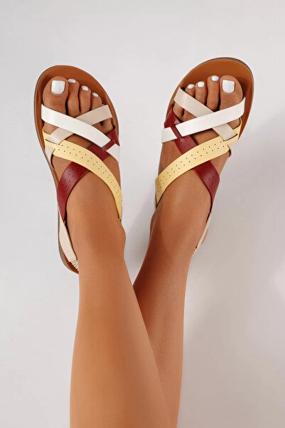 Zaira Women's red low-heeled Sandals made of eco- Leather Elowen #25240 - 40