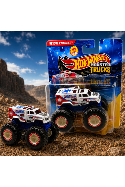 HOT WHEELS MONSTER TRUCK CANAVAR KAMYON 1:64 RESCUE RAMPAGER