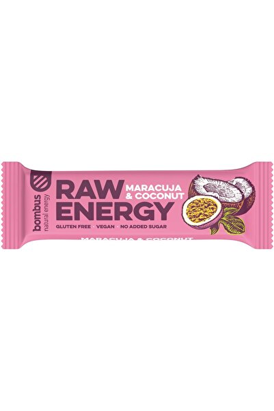 bombus Baton proteic Raw Energy cu maracuja si nuca de cocos, 50g