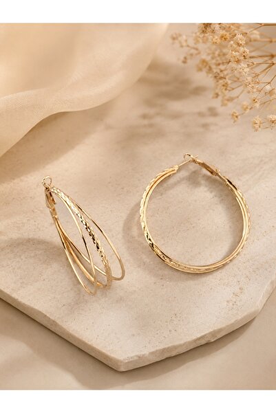 Liacharm Stainless Steel Triple Crossing Gold Hoop Earrings
