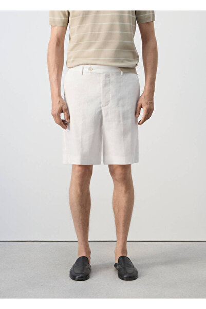 MANGO Man %100 keten regular fit bermuda şort