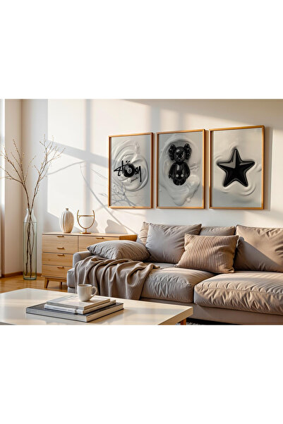 Tuba Decor Set de picturi pentru sufragerie cu rame din lemn, 3 piese, artă p...