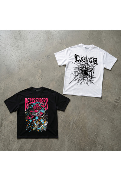 Grafftee Clothing Set of 2 Special Series Design Gothic Printed Premium Cotto...